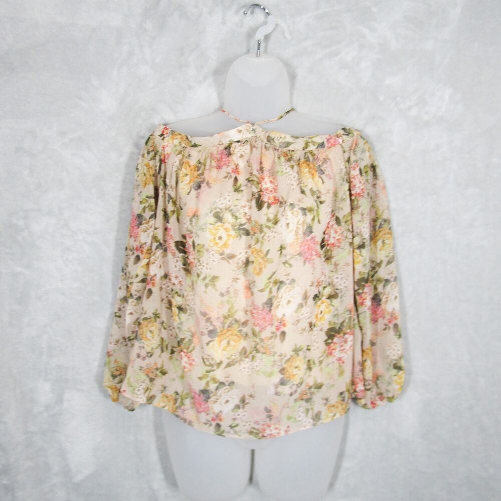 Bailey 44 Top Womens Small Halter Floral Semi Sheer Romantic Off Shoulder USA